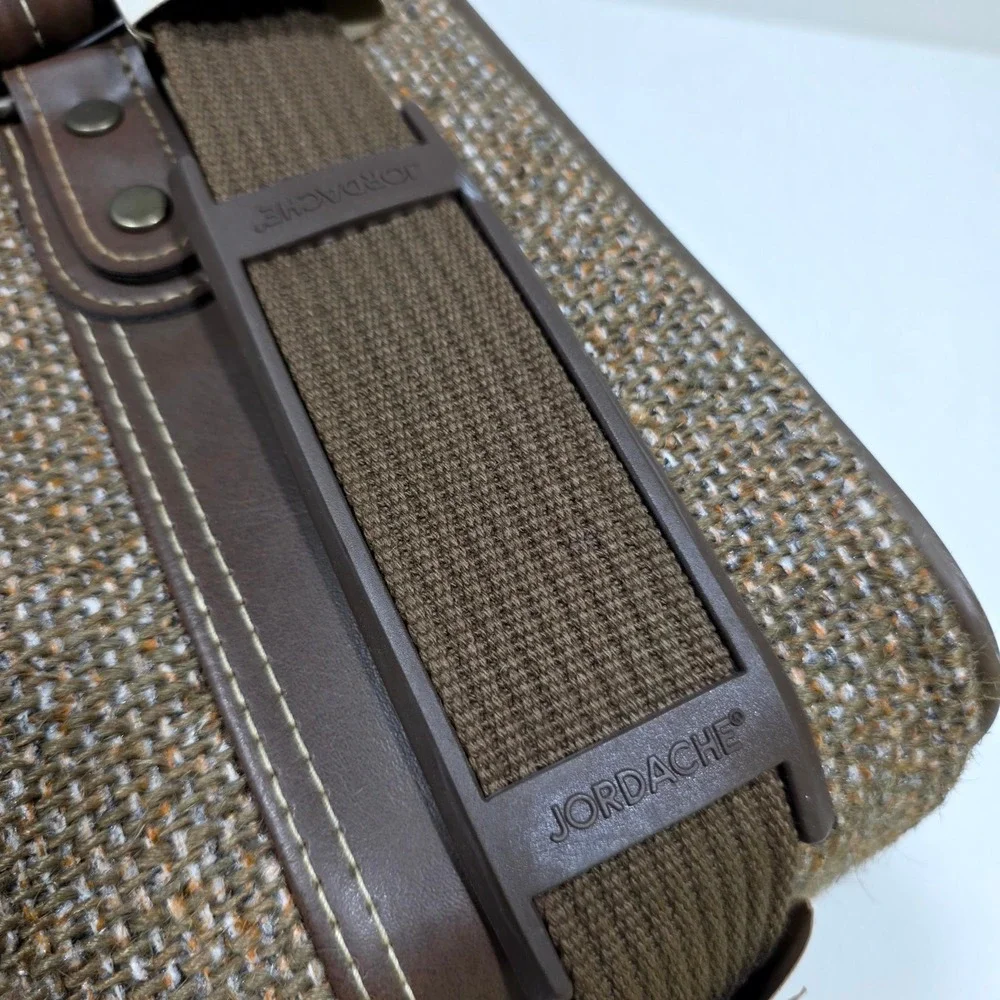 Vintage Jordache Aztec Carry-On Suitcase Brown Tweed NWT Retro Travel Bag 80s